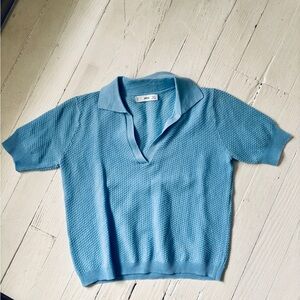 Mango Light Blue Polo Sweater